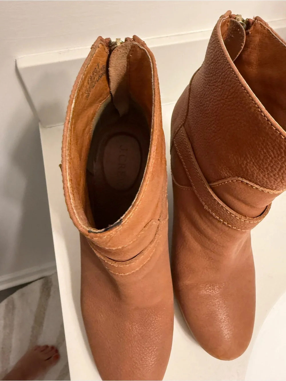 J.Crew Women's Tan Wedge Ankle Boot with Buckle